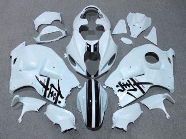 Billigste Suzuki GSXR 1300 Hayabusa Motorrad Verkleidung 1996-2007 - Weiss Schwarz Streifen