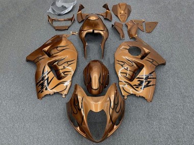 Billigste Suzuki GSXR 1300 Hayabusa Motorrad Verkleidung 1996-2007 - Braun Bronze Schwarz Flamme
