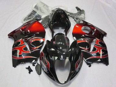 Billigste Suzuki GSXR 1300 Hayabusa Motorrad Verkleidung 1996-2007 - Glanzendes Schwarz Rot Tribal