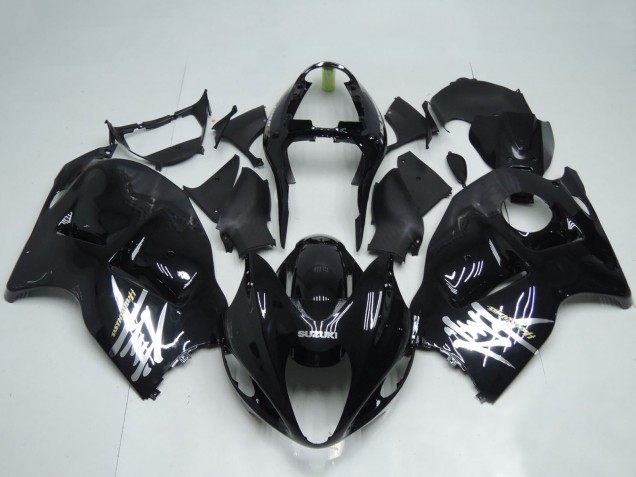 Billigste Suzuki GSXR 1300 Hayabusa Motorrad Verkleidung 1996-2007 - Glanzendes Schwarz Weiss Aufkleber