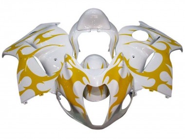 Billigste Suzuki GSXR 1300 Hayabusa Motorrad Verkleidung 2008-2020 - Weiss Gelb Tribal