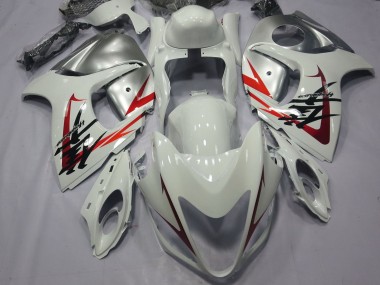 Billigste Suzuki GSXR 1300 Hayabusa Motorrad Verkleidung 2008-2020 - Weiss Rot Silber