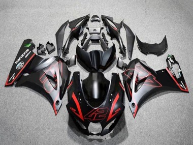 Billigste Suzuki GSXR1000 Motorrad Verkleidung 2017-2024 - Matt Schwarz Rot 42