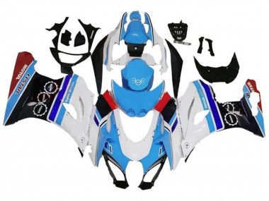 Billigste Suzuki GSXR1000 Motorrad Verkleidung 2017-2024 - Weiss Blau Streifen Rot