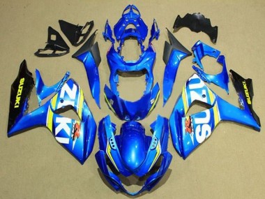 Billigste Suzuki GSXR 1000 Motorrad Verkleidung 2009-2016 - Blau Weiss Gelb Streifen Schwarz