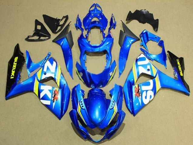 Billigste Suzuki GSXR 1000 Motorrad Verkleidung 2009-2016 - Blau Weiss Gelb Streifen Schwarz