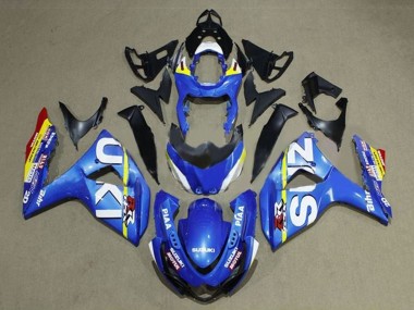 Billigste Suzuki GSXR 1000 Motorrad Verkleidung 2009-2016 - Blau Weiss Gelb Streifen