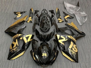 Billigste Suzuki GSXR 1000 Motorrad Verkleidung 2009-2016 - Gold Glanzendes Schwarz