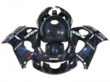 Billigste Suzuki GSXR 600 / GSXR 750 Motorrad Verkleidung 1996-2000 - Schwarz Dunkel blau Monster