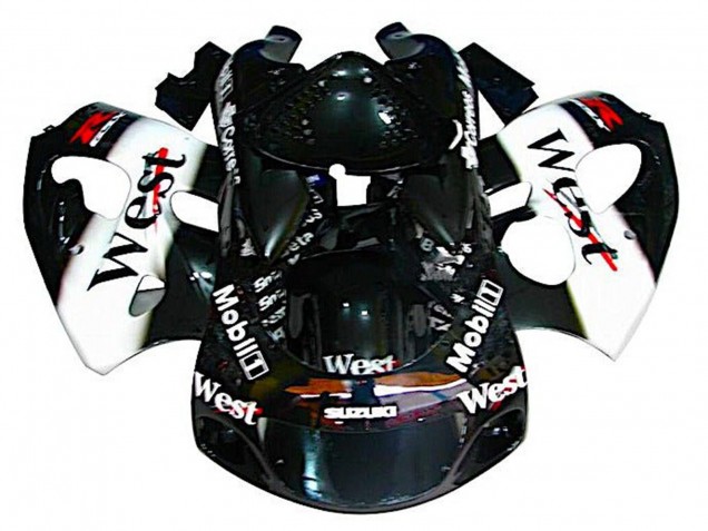 Billigste Suzuki GSXR 600 / GSXR 750 Motorrad Verkleidung 1996-2000 - Schwarz Weiss Weste