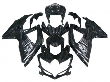 Billigste Suzuki GSXR 600 / GSXR 750 Motorrad Verkleidung 2008-2010 - Glanzendes Schwarz Grau