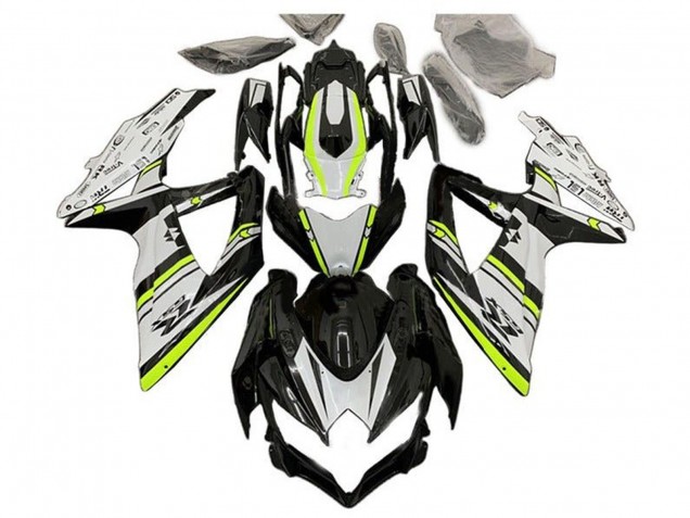 Billigste Suzuki GSXR 600 / GSXR 750 Motorrad Verkleidung 2008-2010 - Weiss Grun Glanzendes Schwarz