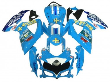 Billigste Suzuki GSXR 600 / GSXR 750 Motorrad Verkleidung 2008-2010 - Hellblau Gelb Rizla