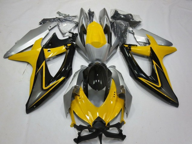 Billigste Suzuki GSXR 600 / GSXR 750 Motorrad Verkleidung 2008-2010 - Gelb Silber Grau Schwarz