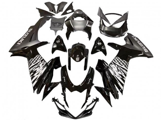Billigste Suzuki GSXR 600 / GSXR 750 Motorrad Verkleidung 2011-2024 - Glanzendes Schwarz Silber