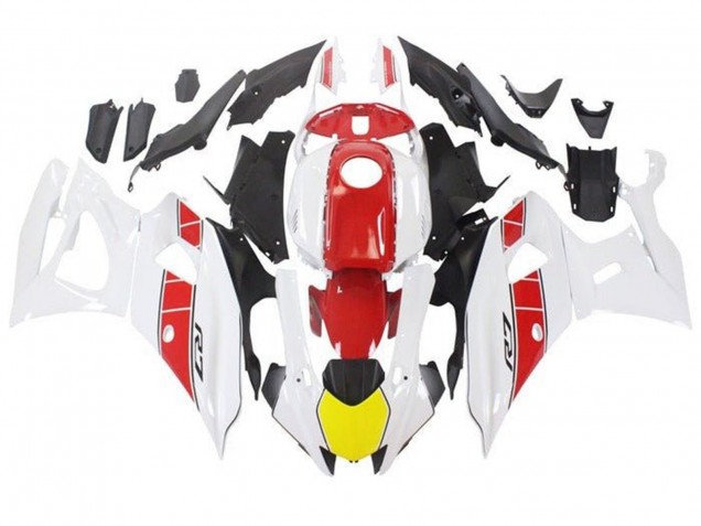Billigste Yamaha YZF R7 Motorrad Verkleidung 2021-2024 - Weiss Gelb Rot Streifen