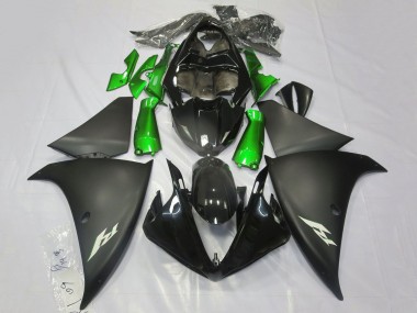 Billigste Yamaha YZF 1000 R1 Motorrad Verkleidung 2009-2011 - Glanzendes Schwarz Matt Schwarz Grun