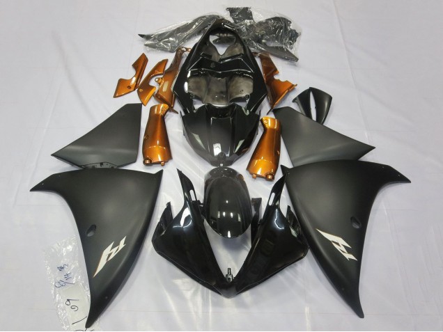 Billigste Yamaha YZF 1000 R1 Motorrad Verkleidung 2009-2011 - Glanzendes Schwarz Matt Schwarz Orange