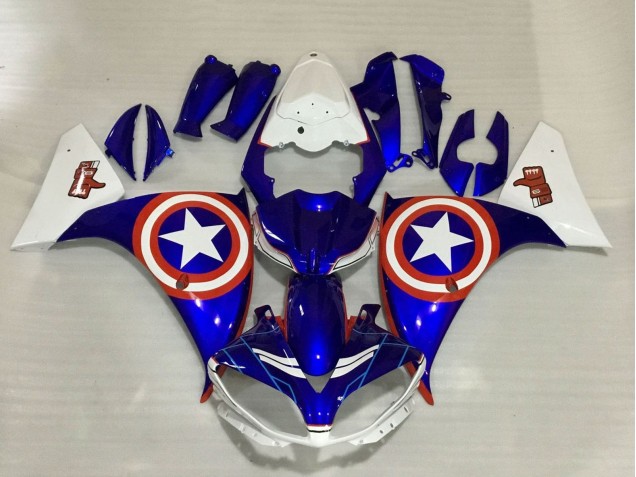 Billigste Yamaha YZF 1000 R1 Motorrad Verkleidung 2009-2011 - Blau Weiss Rot Stern Captain America