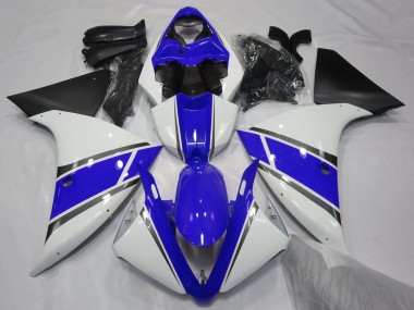 Billigste Yamaha YZF 1000 R1 Motorrad Verkleidung 2009-2011 - Weiss Blau Silber Matt Schwarz