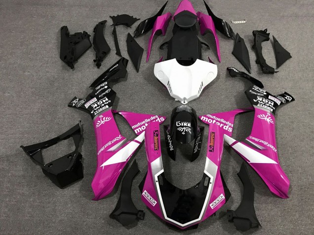 Billigste Yamaha YZF 1000 R1 Motorrad Verkleidung 2015-2019 - Rosa Weiss Glanzendes Schwarz