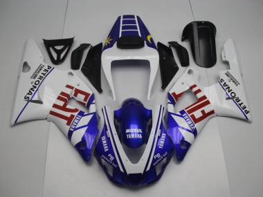 Billigste Yamaha YZF 1000 R1 Motorrad Verkleidung 1998-1999 - Weiss Blau Rot Gelb Fiat Petronas Motul