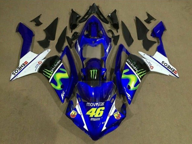 Billigste Yamaha YZF 1000 R1 Motorrad Verkleidung 2007-2008 - Blau Weiss Schwarz Grun MoviStar Monster ENEOS