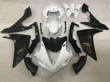 Billigste Yamaha YZF 1000 R1 Motorrad Verkleidung 2007-2008 - Weiss Kunst Carbonfaser Gold Aufkleber