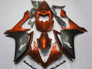 Billigste Yamaha YZF 1000 R1 Motorrad Verkleidung 2007-2008 - Orange Matt Schwarz