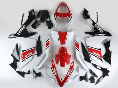Billigste Yamaha YZF 1000 R1 Motorrad Verkleidung 2007-2008 - Weiss Rot Schwarz Streifen