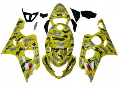 Billigste Suzuki GSXR 600 / GSXR 750 Motorrad Verkleidung 2004-2005 - Gelb Schwarz Grau Camouflage