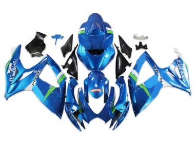 Billigste Suzuki GSXR 600 / GSXR 750 Motorrad Verkleidung 2006-2007 - Blau Grun Weiss Ecstar