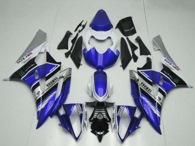 Billigste Yamaha YZF R6 Motorrad Verkleidung 2006-2007 - Weiss Blau Silber Schwarz ENEOS Monster