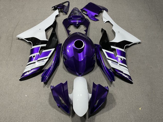 Billigste Yamaha YZF R6 Motorrad Verkleidung 2008-2016 - Weiss Lila Schwarz Streifen