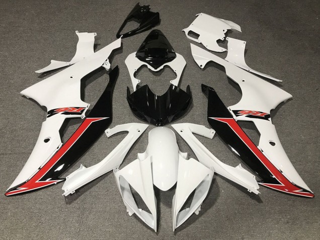 Billigste Yamaha YZF R6 Motorrad Verkleidung 2008-2016 - Weiss Rot Glanzendes Schwarz