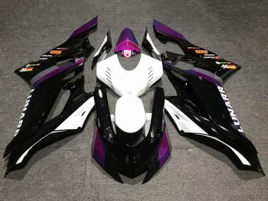 Billigste Yamaha YZF R6 Motorrad Verkleidung 2017-2025 - Weiss Lila Glanzendes Schwarz