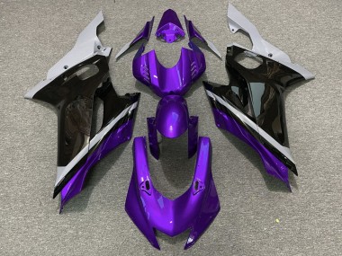 Billigste Yamaha YZF R6 Motorrad Verkleidung 2017-2025 - Grau Lila Glanzendes Schwarz