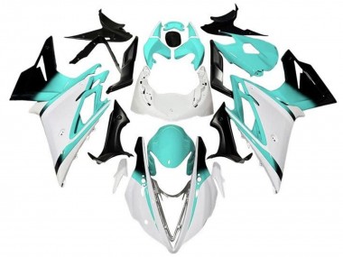 Billigste Triumph Daytona 675 Triple Motorrad Verkleidung 2013-2016 - Weiss Turkis Blau Glanzendes Schwarz