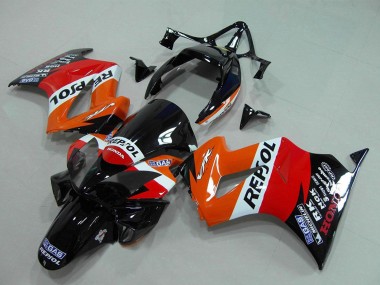 Billigste Honda VFR 800 Motorrad Verkleidung 2002-2013 - Orange Weiss Rot Glanzendes Schwarz Repsol