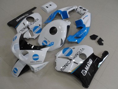 Billigste Honda CBR250RR MC22 Motorrad Verkleidung 1990-1998 - Weiss Blau Glanzendes Schwarz Konica Minolta