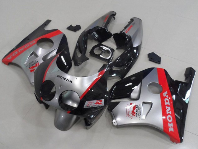 Billigste Honda CBR250RR MC22 Motorrad Verkleidung 1990-1998 - Silber Rot Glanzendes Schwarz