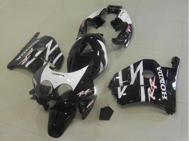 Billigste Honda CBR250RR MC22 Motorrad Verkleidung 1990-1998 - Glanzendes Schwarz Weiss