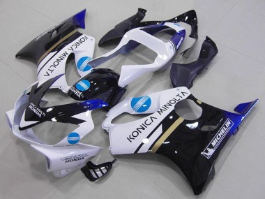Billigste Honda CBR600 F4i Motorrad Verkleidung 2001-2003 - Weiss Blau Glanzendes Schwarz Konica Minolta