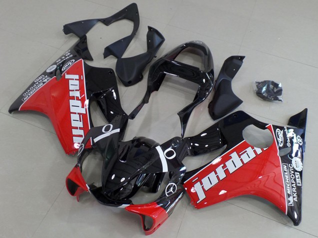 Billigste Honda CBR600 F4i Motorrad Verkleidung 2001-2003 - Glanzendes Schwarz Rot Weiss Jordan
