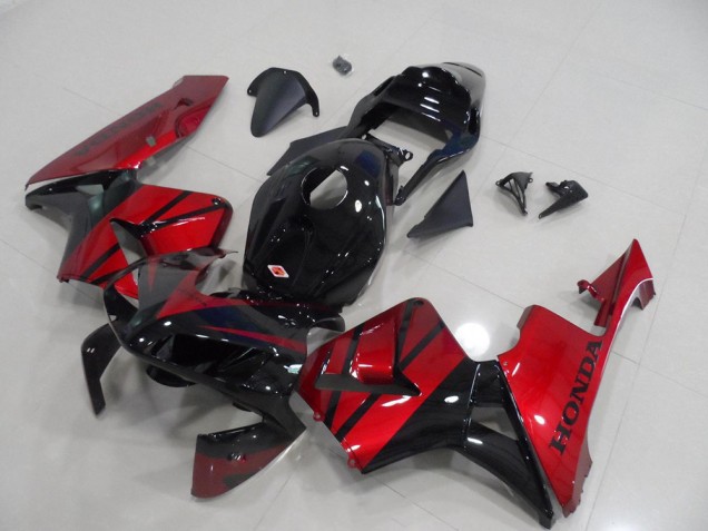Billigste Honda CBR600RR Motorrad Verkleidung 2003-2004 - Rot Glanzendes Schwarz Streifen