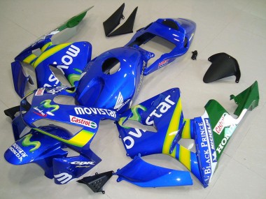 Billigste Honda CBR600RR Motorrad Verkleidung 2003-2004 - Blau Gelb Grun MoviStar