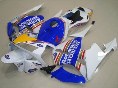 Billigste Honda CBR600RR Motorrad Verkleidung 2003-2004 - Weiss Blau Gelb Rothmans