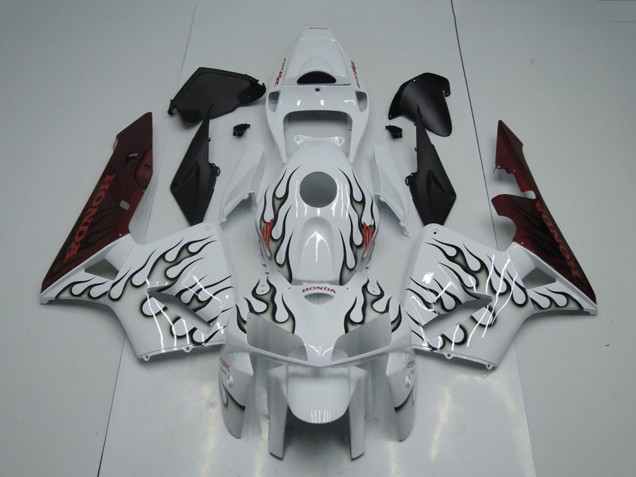 Billigste Honda CBR600RR Motorrad Verkleidung 2005-2006 - Weiss Schwarz Flamme