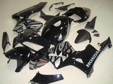 Billigste Honda CBR600RR Motorrad Verkleidung 2005-2006 - Glanzendes Schwarz Silber mit Flamme