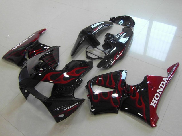 Billigste Honda CBR900RR 919 Motorrad Verkleidung 1998-1999 - Glanzendes Schwarz Rot Flamme